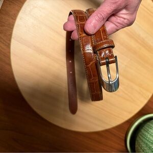 Ralph Lauren Cognac Genuine Alligator w/925 Silver Buckle Sz Sm Like New